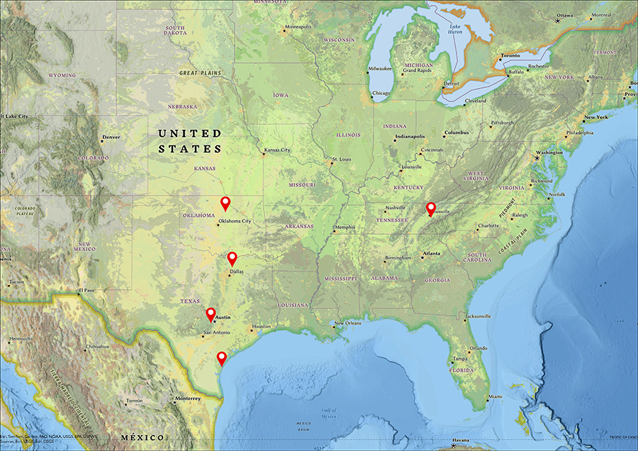 United State map with office locations